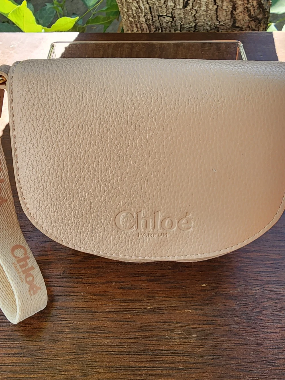 Chloé Parfums Blush Pink Pebbled Leather Wristlet Pouch Makeup Bag NEW